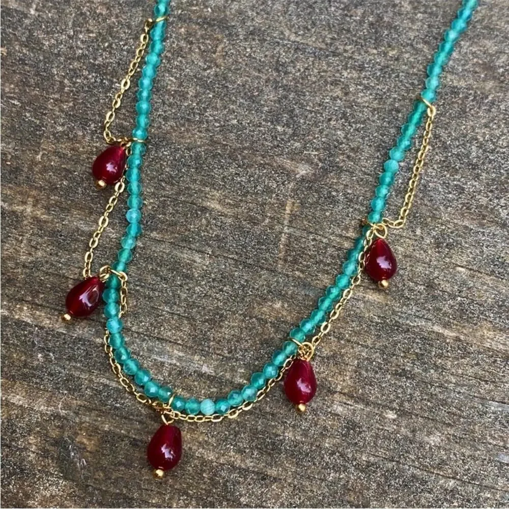 NEW Stone & Crystal Double-Strand Necklace - Picture 4 of 8